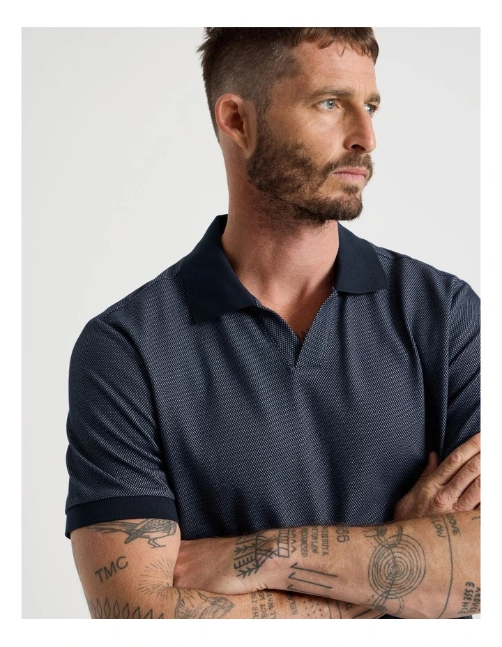 Textured Polo in Navy image 7