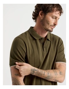 Wide Rib Polo in Olive
