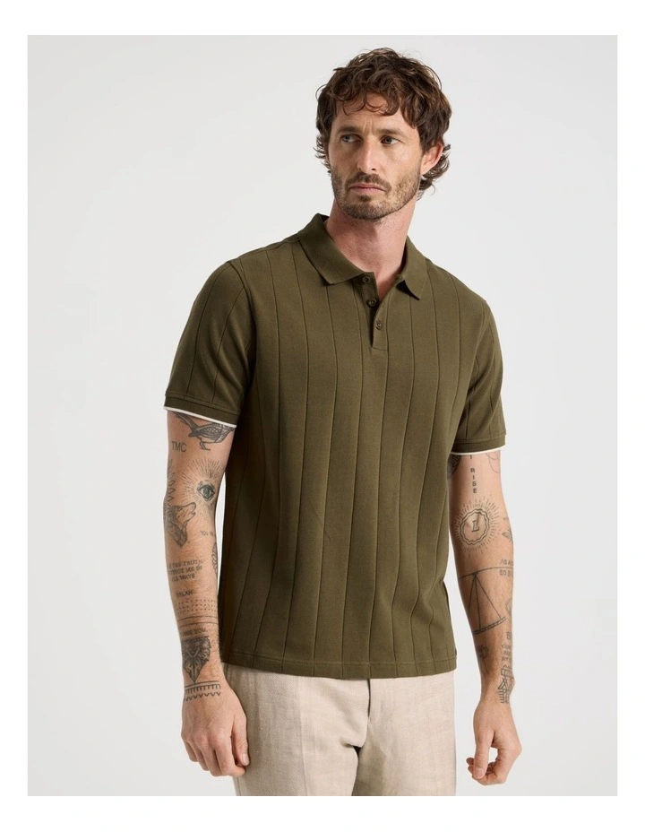 Wide Rib Polo in Olive image 2
