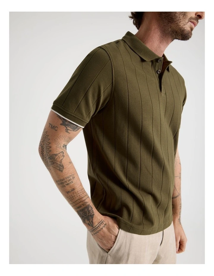 Wide Rib Polo in Olive image 4
