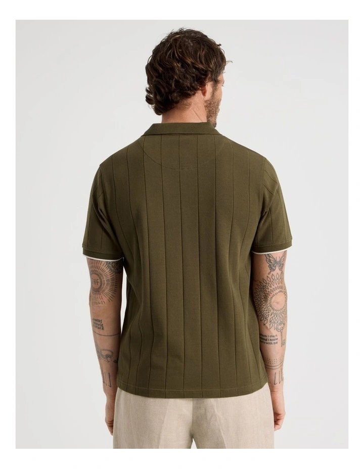 Wide Rib Polo in Olive image 5