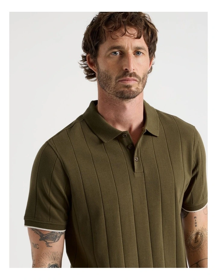 Wide Rib Polo in Olive image 6