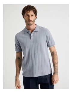 Wide Rib Polo in Steel