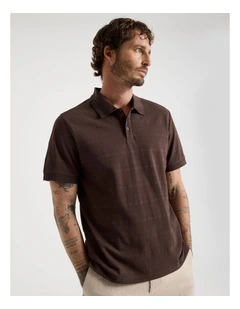 Self Stripe Polo in Chocolate