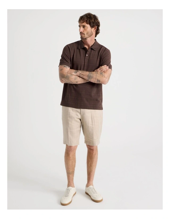 Self Stripe Polo in Chocolate image 4