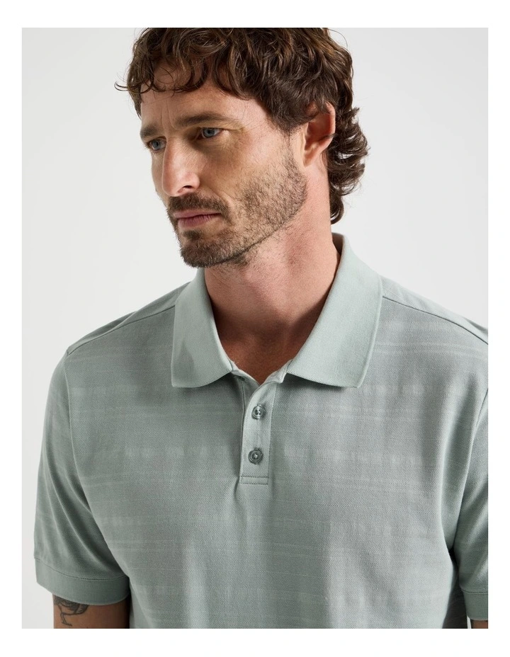 Self Stripe Polo in Seagrass image 3