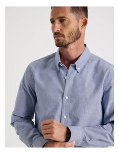 Long Sleeve Oxford Shirt in Blue