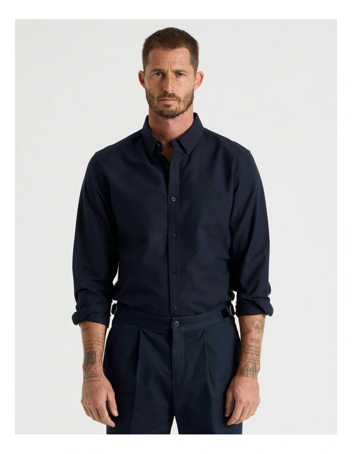 Long Sleeve Oxford Shirt in Navy image 1