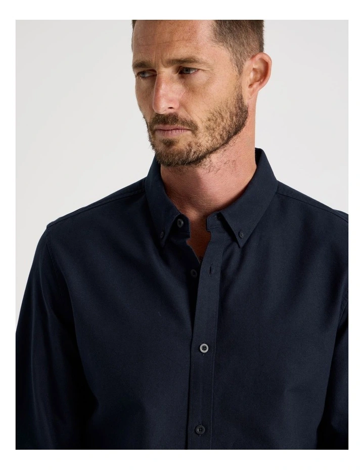 Long Sleeve Oxford Shirt in Navy image 4