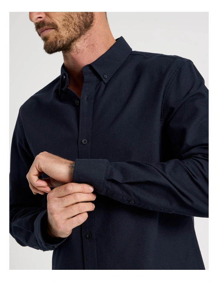 Long Sleeve Oxford Shirt in Navy image 5