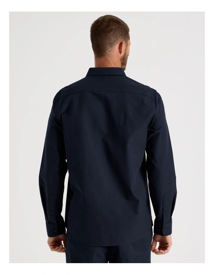 Long Sleeve Oxford Shirt in Navy image 6
