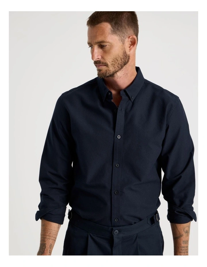 Long Sleeve Oxford Shirt in Navy image 7