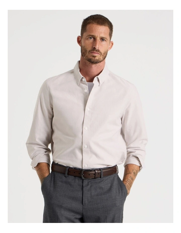Long Sleeve Oxford Shirt in Sand image 1