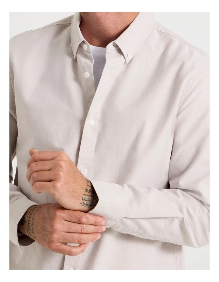 Long Sleeve Oxford Shirt in Sand image 2