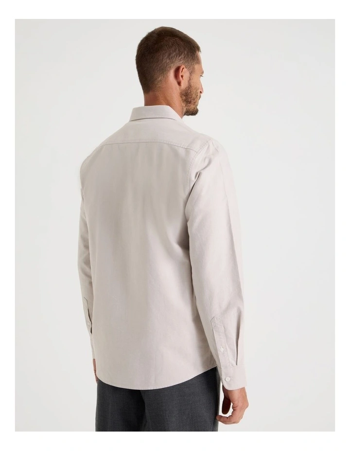 Long Sleeve Oxford Shirt in Sand image 6