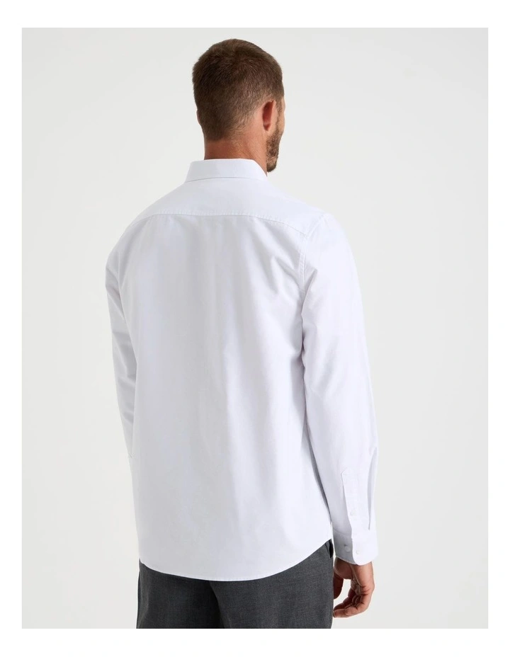 Long Sleeve Oxford Shirt in White image 5