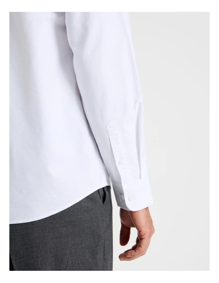 Long Sleeve Oxford Shirt in White image 6