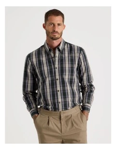 Long Sleeve Check Shirt in Olive