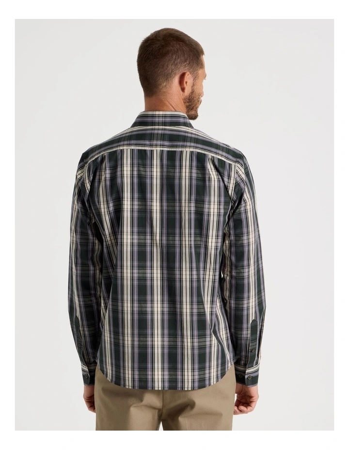 Long Sleeve Check Shirt in Olive image 6