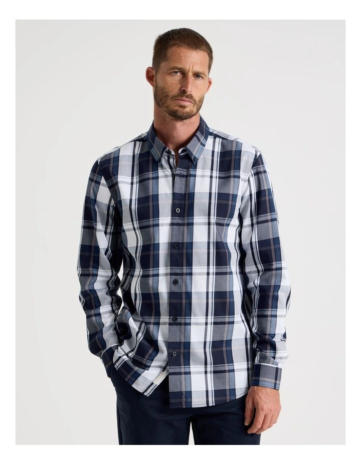 Long Sleeve Check Shirt in Blue image 3
