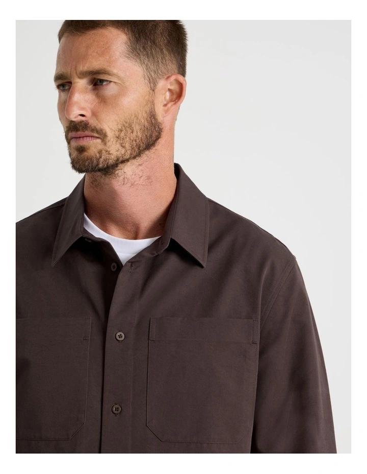 Lyocell Long Sleeve Shirt in Brown image 2