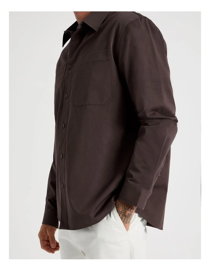 Lyocell Long Sleeve Shirt in Brown image 3