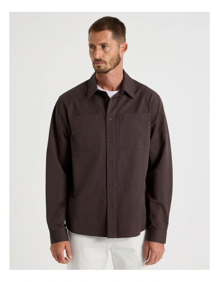 Lyocell Long Sleeve Shirt in Brown image 4