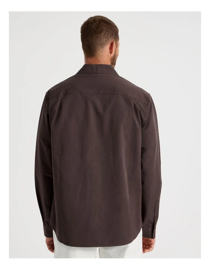Lyocell Long Sleeve Shirt in Brown image 5