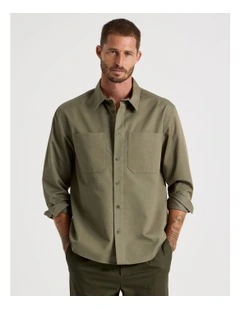 Lyocell Long Sleeve Shirt in Olive