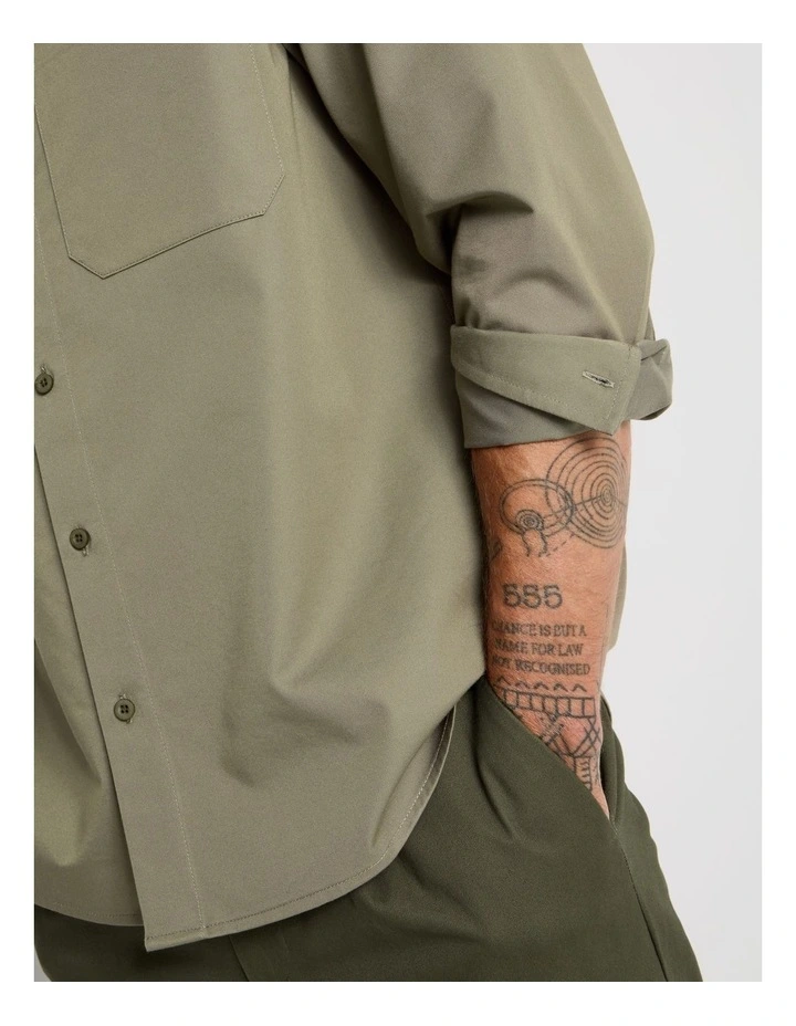 Lyocell Long Sleeve Shirt in Olive image 4