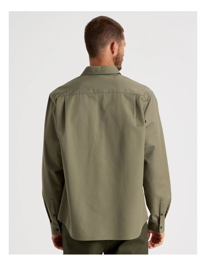 Lyocell Long Sleeve Shirt in Olive image 5
