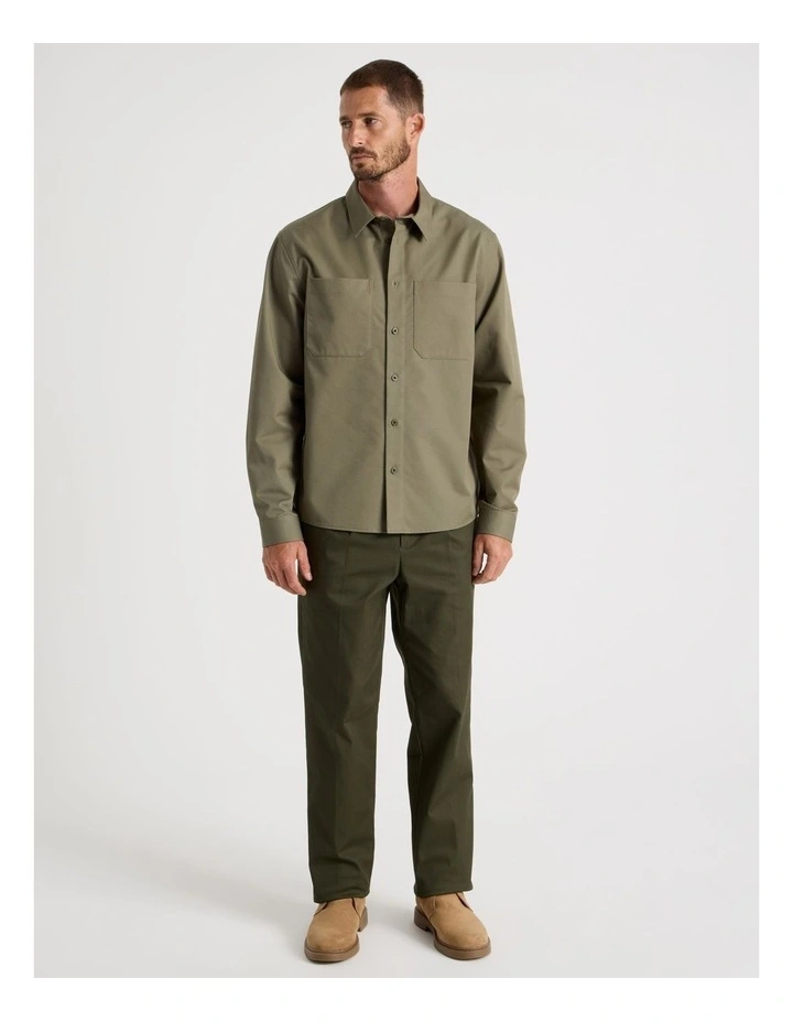 Lyocell Long Sleeve Shirt in Olive image 6