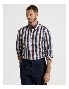 Long Sleeve Check Shirt in Navy