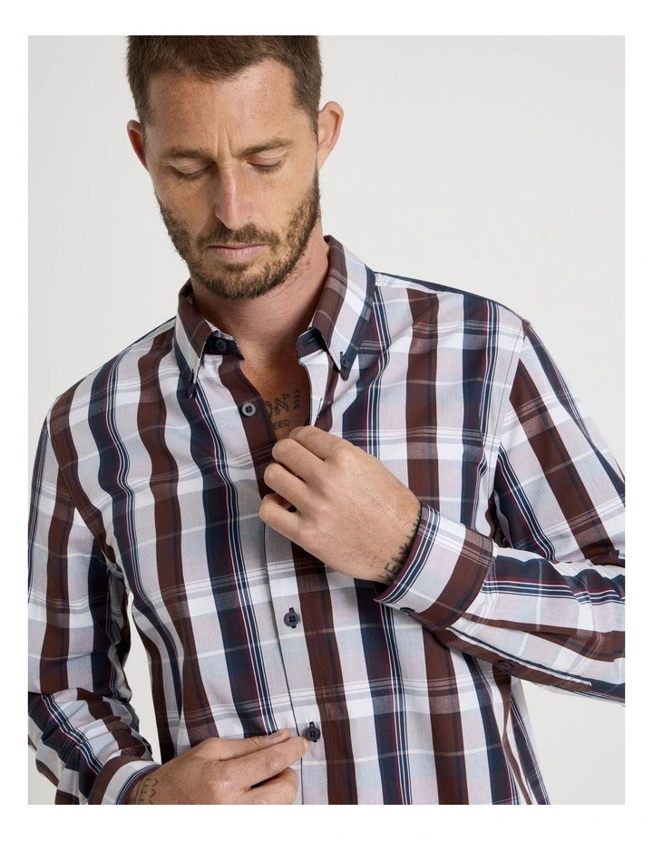 Long Sleeve Check Shirt in Navy image 2