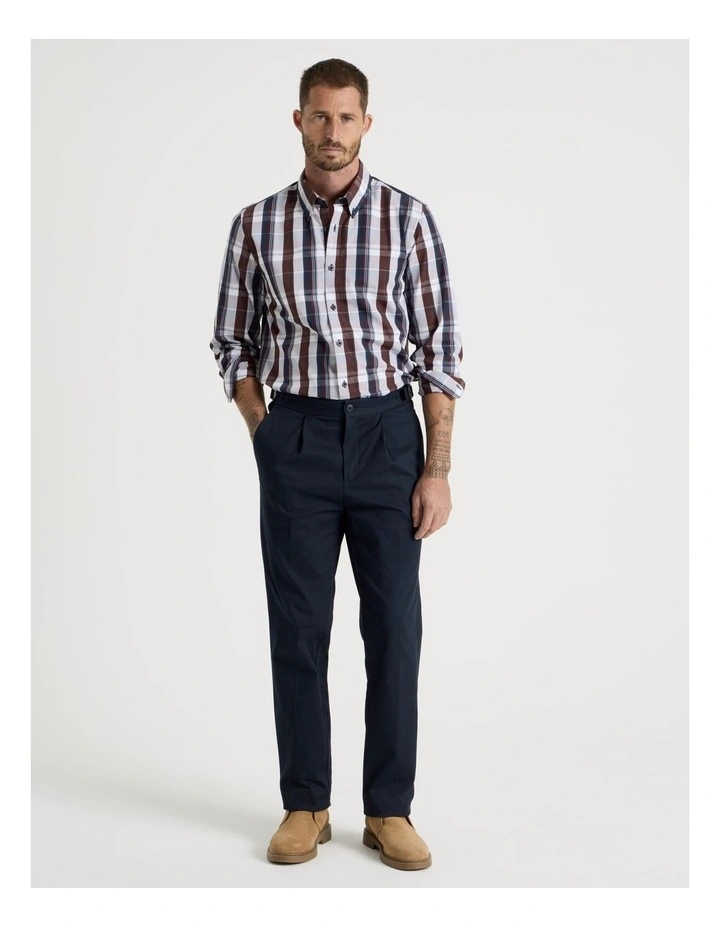 Long Sleeve Check Shirt in Navy image 3