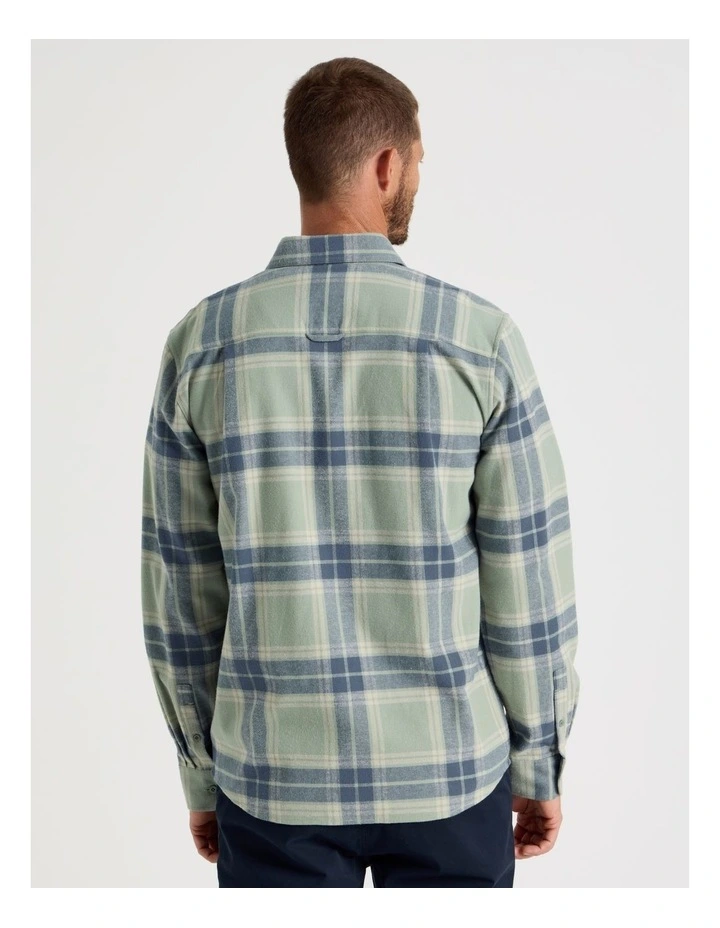 Double Pocket Long Sleeve Check Shirt in Light Green image 6