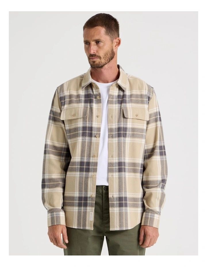 Double Pocket Long Sleeve Check Shirt in Black image 3