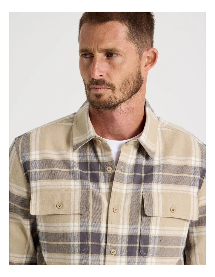 Double Pocket Long Sleeve Check Shirt in Black image 4