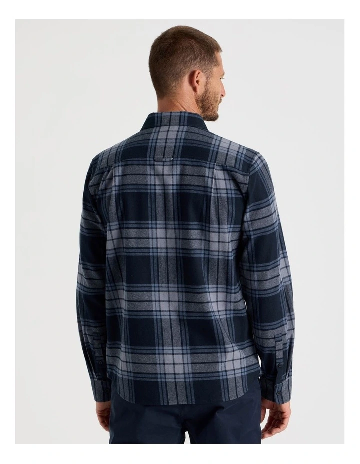 Double Pocket Long Sleeve Check Shirt in Navy image 5