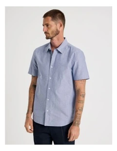 Short Sleeve Oxford Shirt in Blue