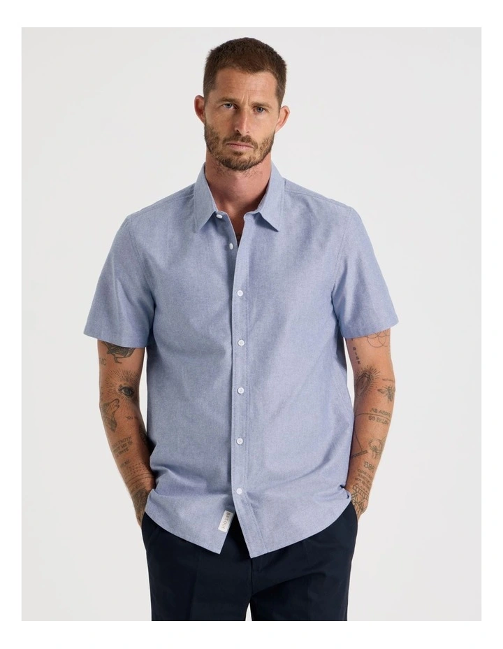 Short Sleeve Oxford Shirt in Blue image 2