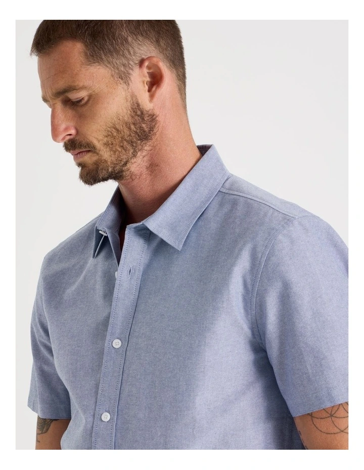 Short Sleeve Oxford Shirt in Blue image 3