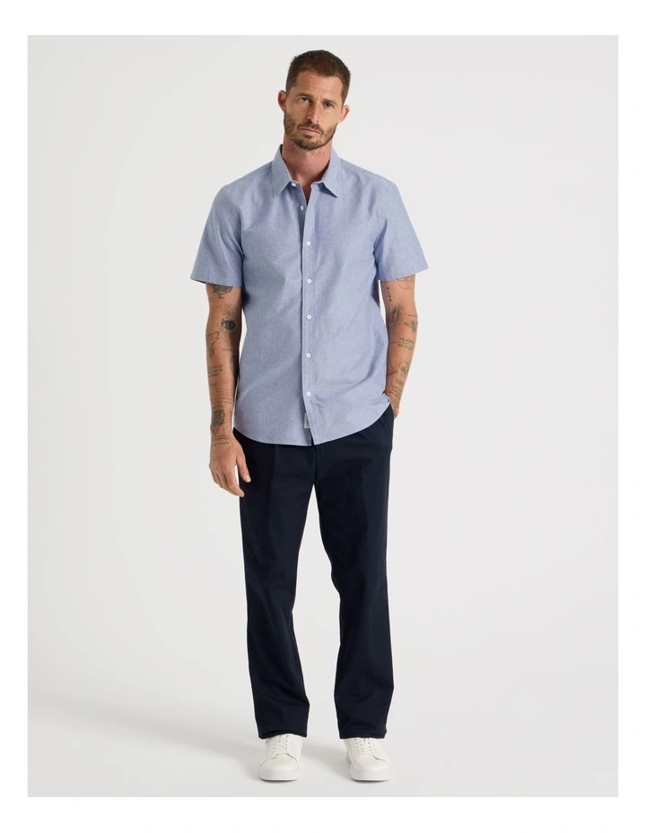 Short Sleeve Oxford Shirt in Blue image 4