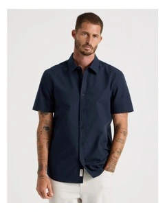 Short Sleeve Oxford Shirt in Navy