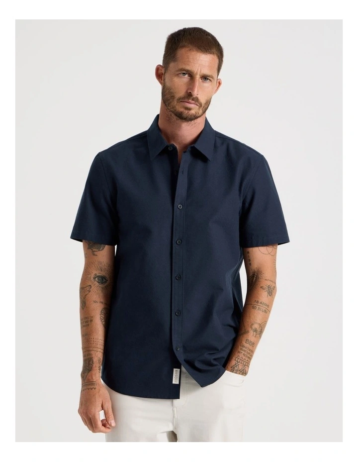 Short Sleeve Oxford Shirt in Navy image 1