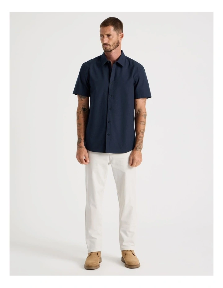Short Sleeve Oxford Shirt in Navy image 3