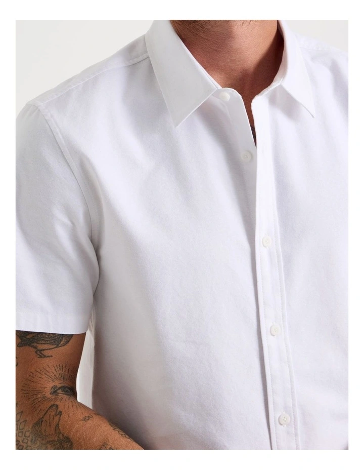 Short Sleeve Oxford Shirt in White image 2