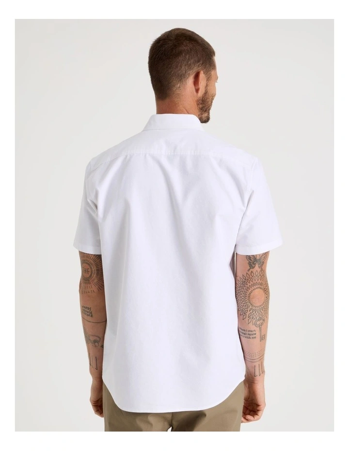 Short Sleeve Oxford Shirt in White image 5