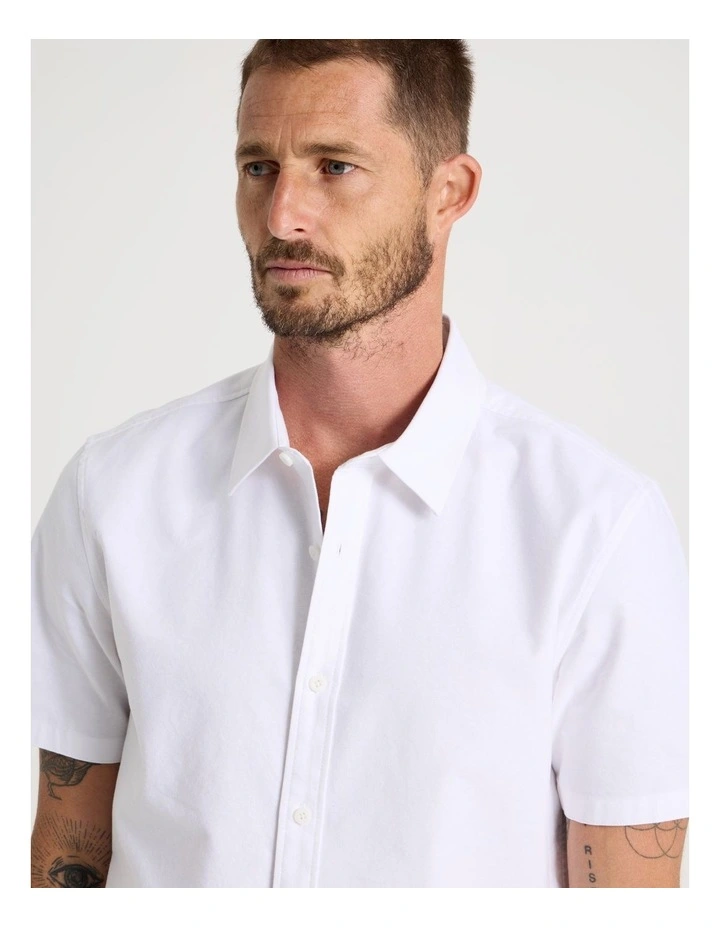 Short Sleeve Oxford Shirt in White image 6