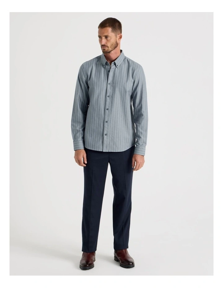 Long Sleeve Striped Oxford Shirt in Midnight image 2